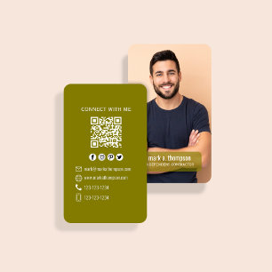 Cartão De Visita Código QR de Foto Tons da Terra Conecte-se Comigo