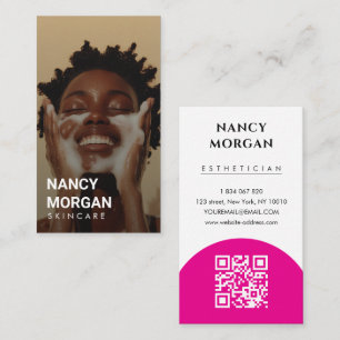 Cartão De Visita Código QR de foto vertical completa para estética