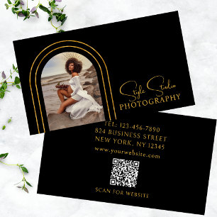 Cartão De Visita Código QR de Fotografia de Rótulo Moderno e Elegan