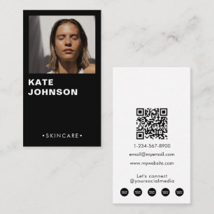 Cartão De Visita Código QR de Fotografia do Skincare Minimalista Mo