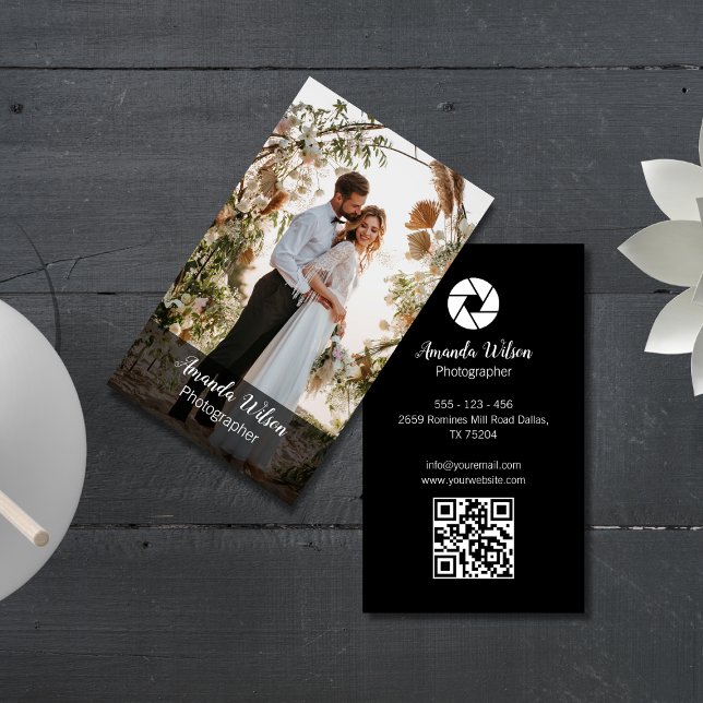 Cartão De Visita Código QR de Fotografia Floral do Fotógrafo Casado (Criador carregado)