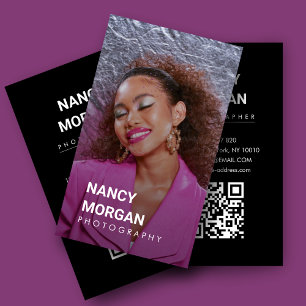 Cartão De Visita Código QR de Fotografia Minimalista de Fotografia