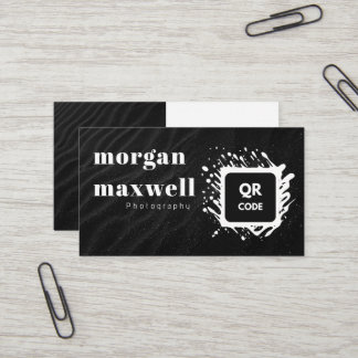 Cartão De Visita Código QR de Fotografia Moderna em Preto e Branco