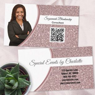 Cartão De Visita Código QR de Fotografia Personalizada com Brilho R