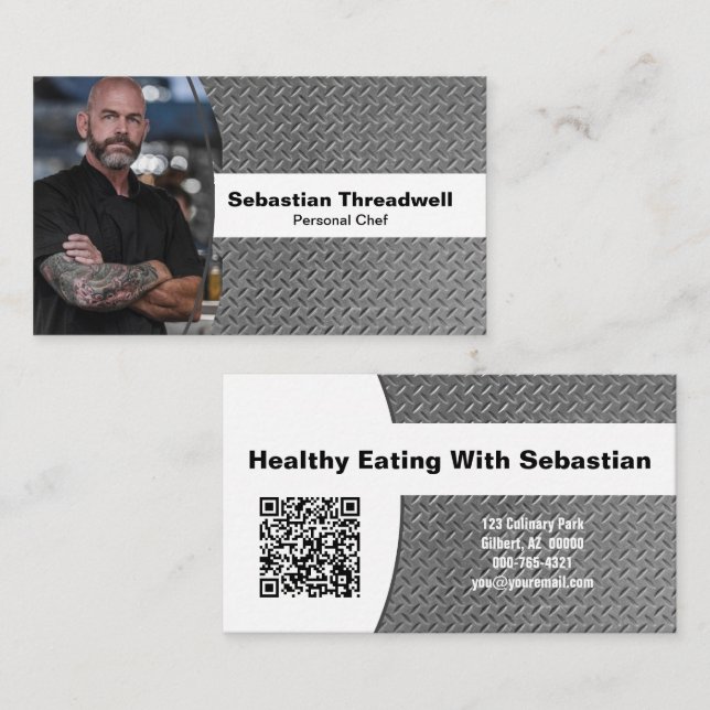 Cartão De Visita Código QR de Fotografia Personalizada de Placa de  (Frente/Verso)