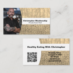 Cartão De Visita Código QR de Fotografia Personalizada do Chef Tan 