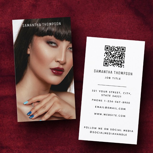 Cartão De Visita Código QR de fotografia profissional moderna minim (Minimalist Modern Professional Photography QR Code Business Card)