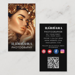 Cartão De Visita Código qr de fotografia simples mínima elegante mo