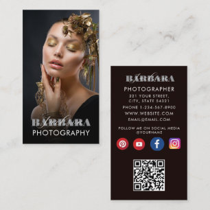 Cartão De Visita Código qr de fotografia simples mínima elegante mo