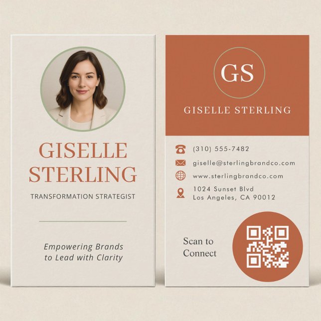 Cartão De Visita Código QR de Fotografia Verde do Professional Terr (Criador carregado)