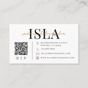 Cartão De Visita Código QR de Fotógrafo de Casamento Moderno