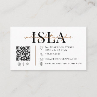 Cartão De Visita Código QR de Fotógrafo de Casamento Moderno