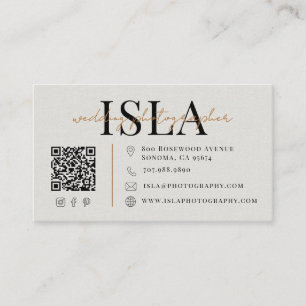 Cartão De Visita Código QR de Fotógrafo de Casamento Moderno