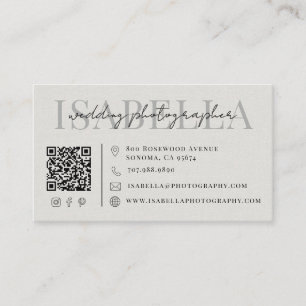 Cartão De Visita Código QR de Fotógrafo de Casamento Moderno