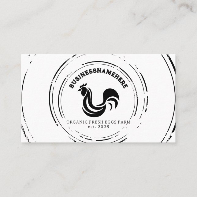 Cartão De Visita Código QR de Frango Simples Preto e Branco (Frente)