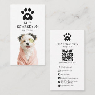 Cartão De Visita Código QR de ilustração divertida de impressão de