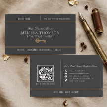 Código QR de Imóveis de Luxo Preto Elegante