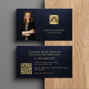 Cartão De Visita Código QR de imóvel logotipo da casa foto azul mar