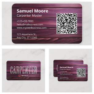 Cartão De Visita Código QR de Informações Empresariais Carpinteiro