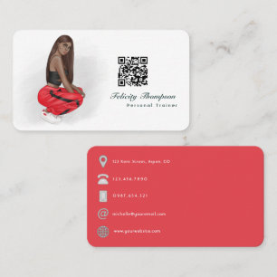 Cartão De Visita Código QR de instrutora de fitness mulher negra