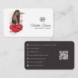 Cartão De Visita Código QR de instrutora de fitness mulher negra