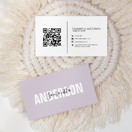 Cartão De Visita Código QR de Lavanda Lilac Minimalista Moderno