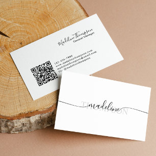 Cartão De Visita Código QR de Letra de Nome de Monograma Minimalist