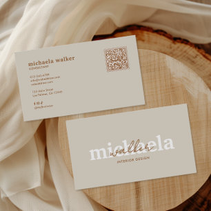 Cartão De Visita Código QR de Letra Elegante e Mídia Social
