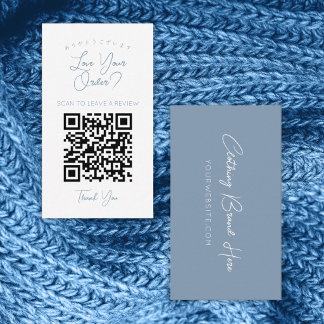 Cartão De Visita Código QR de Letra Simples em Azul Pó Rosa Deixe u