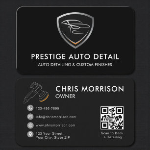 Cartão De Visita Código QR de Limpeza de Detalhes de Automóveis Aut