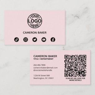 Cartão De Visita Código QR de Logo de Negócios Personalizado Mídia