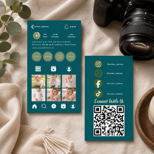 Cartão De Visita Código QR de Logo Minimalista Preto Moderno para I