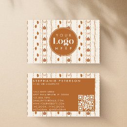 Cartão De Visita Código QR de Logo Personalizado de Outono de Abóbo