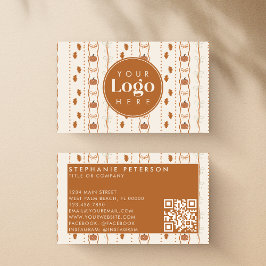 Cartão De Visita Código QR de Logo Personalizado de Outono de Abóbo