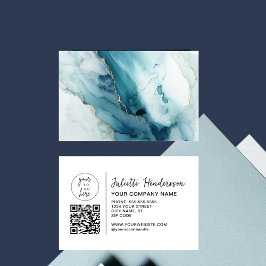 Cartão De Visita Código QR de Logo Personalizado Foto Elegante Negó