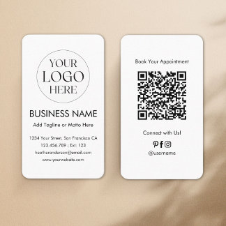 Cartão De Visita Código QR de Logo Personalizado Moderno Minimalist