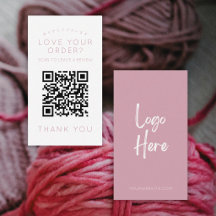 Código QR de Logo Rosa Bege Minimalista Deixe uma