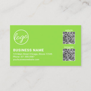 Cartão De Visita Código QR de Logo Verde Lima Profissional Moderno