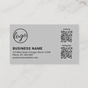 Cartão De Visita Código QR de Logotipo Cinza Claro Profissional Mod
