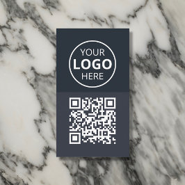 Cartão De Visita Código QR de logotipo Cinza minimalista