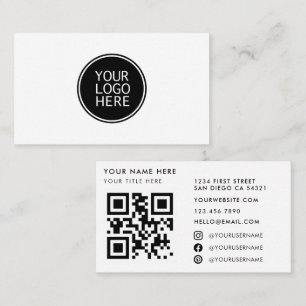 Cartão De Visita Código QR de Logotipo de Negócios Minimalista Mode
