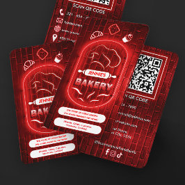 Cartão De Visita Código QR de Logotipo Personalizado de Padaria Ros
