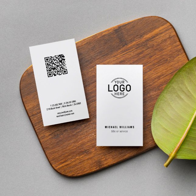 Cartão De Visita Código QR de logotipo Personalizado moderno minima (Criador carregado)