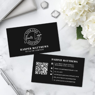 Cartão De Visita Código QR de Logotipo Profissional Minimalista Mod