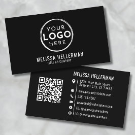 Cartão De Visita Código QR de Logotipo Profissional Minimalista Mod
