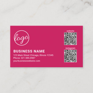 Cartão De Visita Código QR de Logotipo Rosa Escuro Profissional Mod