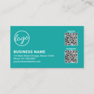 Cartão De Visita Código QR de Logotipo Verde Profissional Moderno