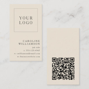 Cartão De Visita Código QR de Logotipo Vertical Minimalista Moderno