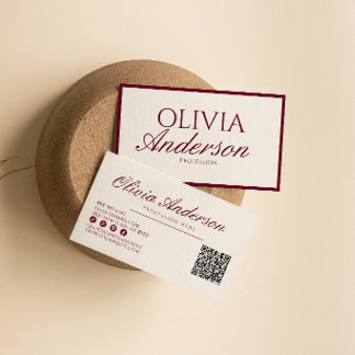 Cartão De Visita Código QR de Luxo Burgundy Retro Tendência Dinheir