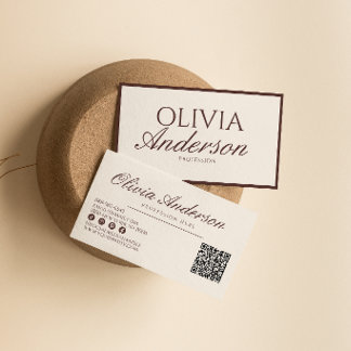 Cartão De Visita Código QR de Luxo Marrom Chocolate Retro Dinheiro 